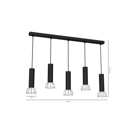 Lampadario su filo DANTE 5xGU10/25W/230V nero/cromo luminoso