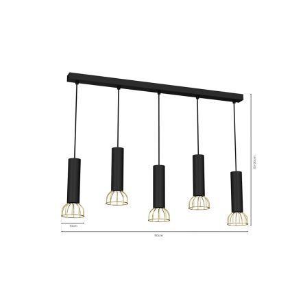 Lampadario su filo DANTE 5xGU10/25W/230V nero/oro