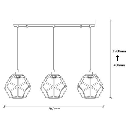 Lampadario su filo DEGIRMEN 3xE27/100W/230V