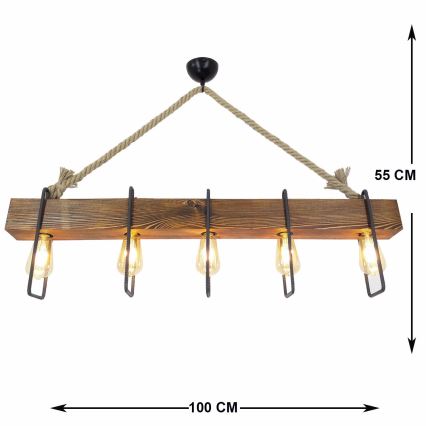 Lampadario su filo DEMIR 5xE27/40W/230V pino