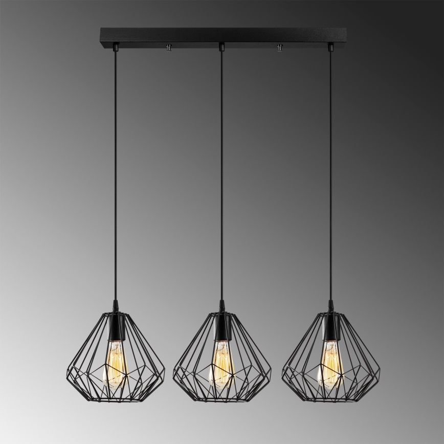 Lampadario su filo DIAMOND 3xE27/100W/230V
