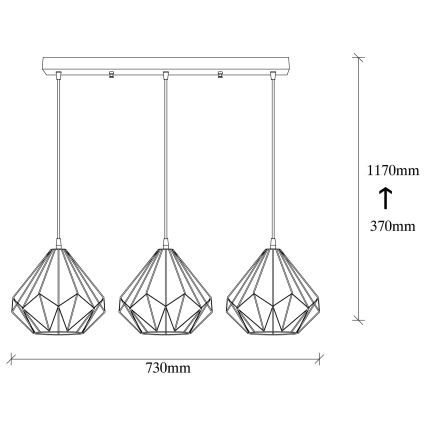 Lampadario su filo DIAMOND 3xE27/100W/230V