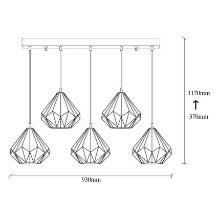 Lampadario su filo DIAMOND 5xE27/100W/230V