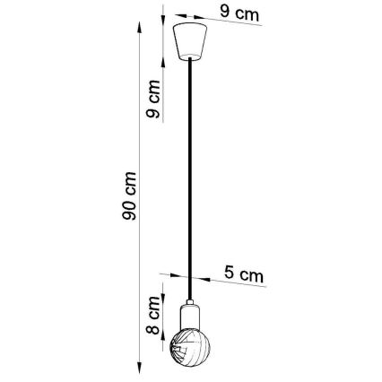 Lampadario su filo DIEGO 1xE27/60W/230V arancione