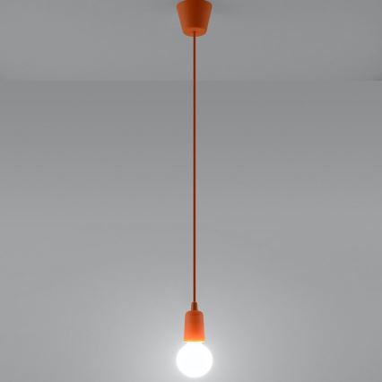 Lampadario su filo DIEGO 1xE27/60W/230V arancione