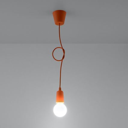 Lampadario su filo DIEGO 1xE27/60W/230V arancione