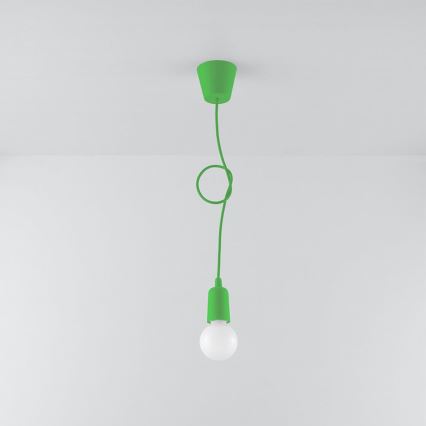 Lampadario su filo DIEGO 1xE27/60W/230V verde