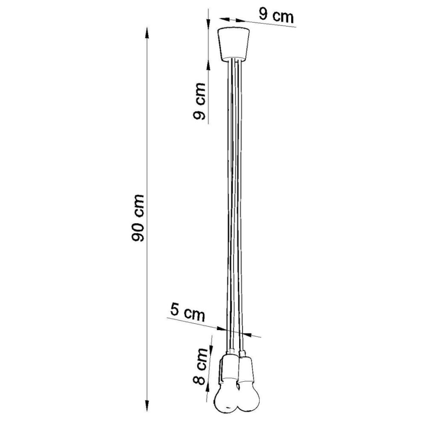 Lampadario su filo DIEGO 3xE27/60W/230V arancione