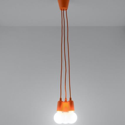 Lampadario su filo DIEGO 3xE27/60W/230V arancione