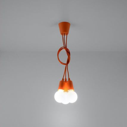 Lampadario su filo DIEGO 3xE27/60W/230V arancione