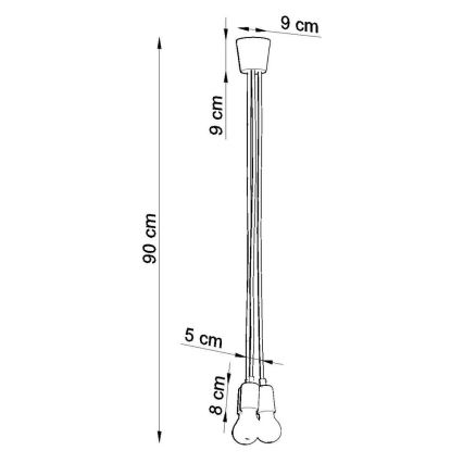 Lampadario su filo DIEGO 3xE27/60W/230V giallo