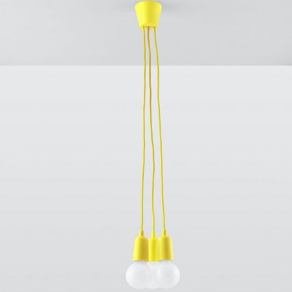 Lampadario su filo DIEGO 3xE27/60W/230V giallo