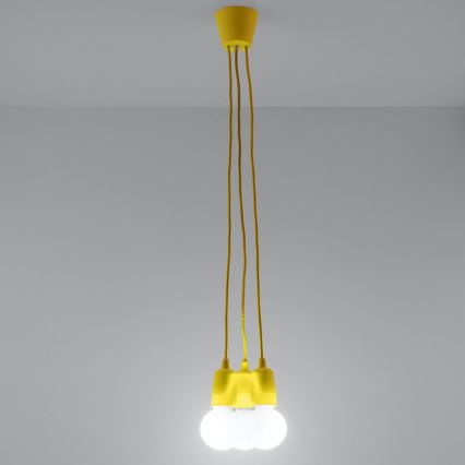 Lampadario su filo DIEGO 3xE27/60W/230V giallo