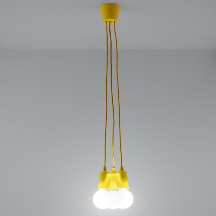 Lampadario su filo DIEGO 3xE27/60W/230V giallo