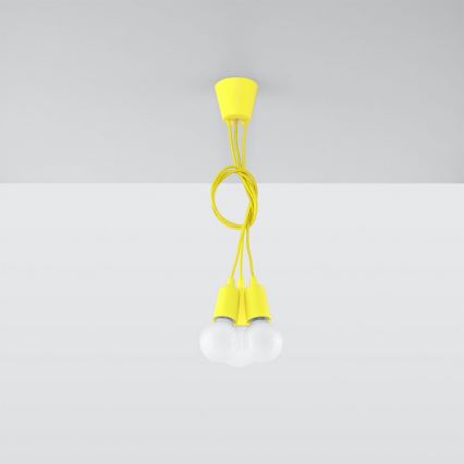 Lampadario su filo DIEGO 3xE27/60W/230V giallo