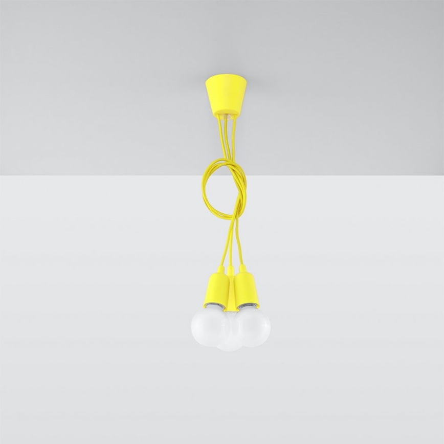 Lampadario su filo DIEGO 3xE27/60W/230V giallo