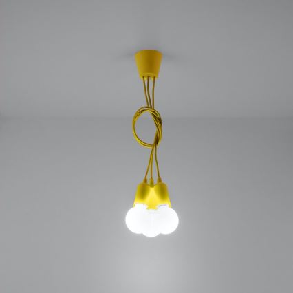 Lampadario su filo DIEGO 3xE27/60W/230V giallo