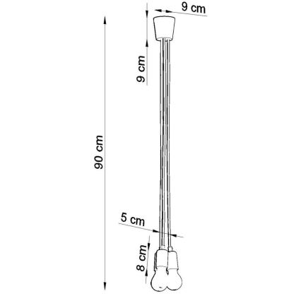 Lampadario su filo DIEGO 3xE27/60W/230V grigio