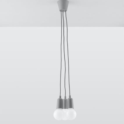 Lampadario su filo DIEGO 3xE27/60W/230V grigio