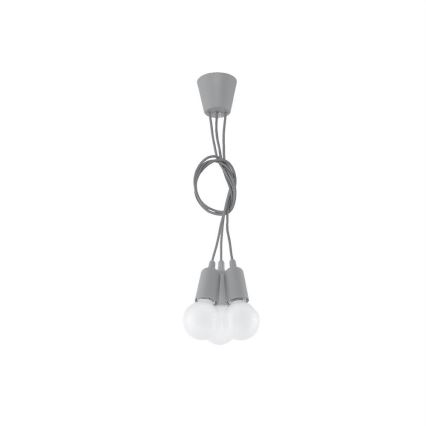 Lampadario su filo DIEGO 3xE27/60W/230V grigio