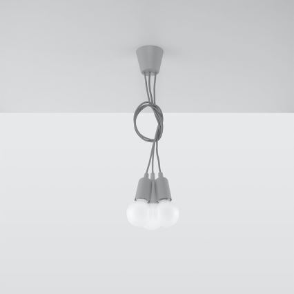 Lampadario su filo DIEGO 3xE27/60W/230V grigio