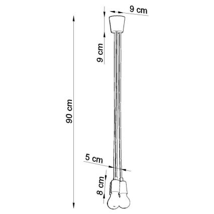 Lampadario su filo DIEGO 3xE27/60W/230V verde