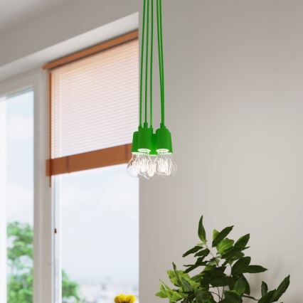 Lampadario su filo DIEGO 3xE27/60W/230V verde