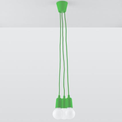 Lampadario su filo DIEGO 3xE27/60W/230V verde