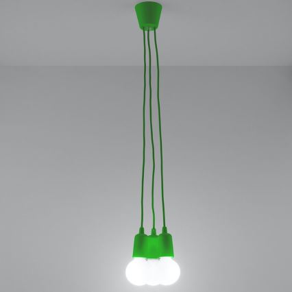 Lampadario su filo DIEGO 3xE27/60W/230V verde