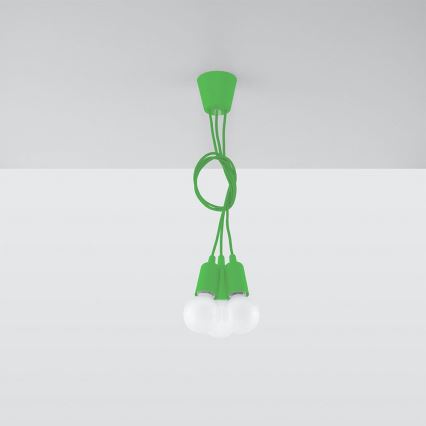 Lampadario su filo DIEGO 3xE27/60W/230V verde