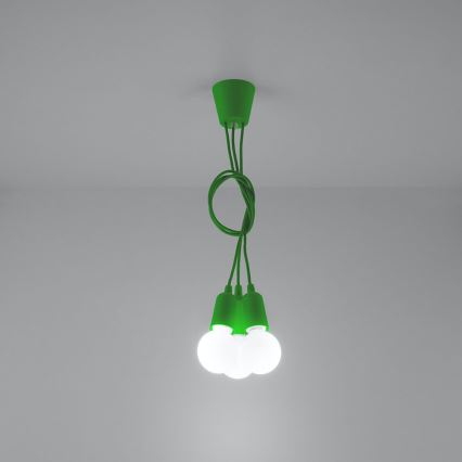 Lampadario su filo DIEGO 3xE27/60W/230V verde