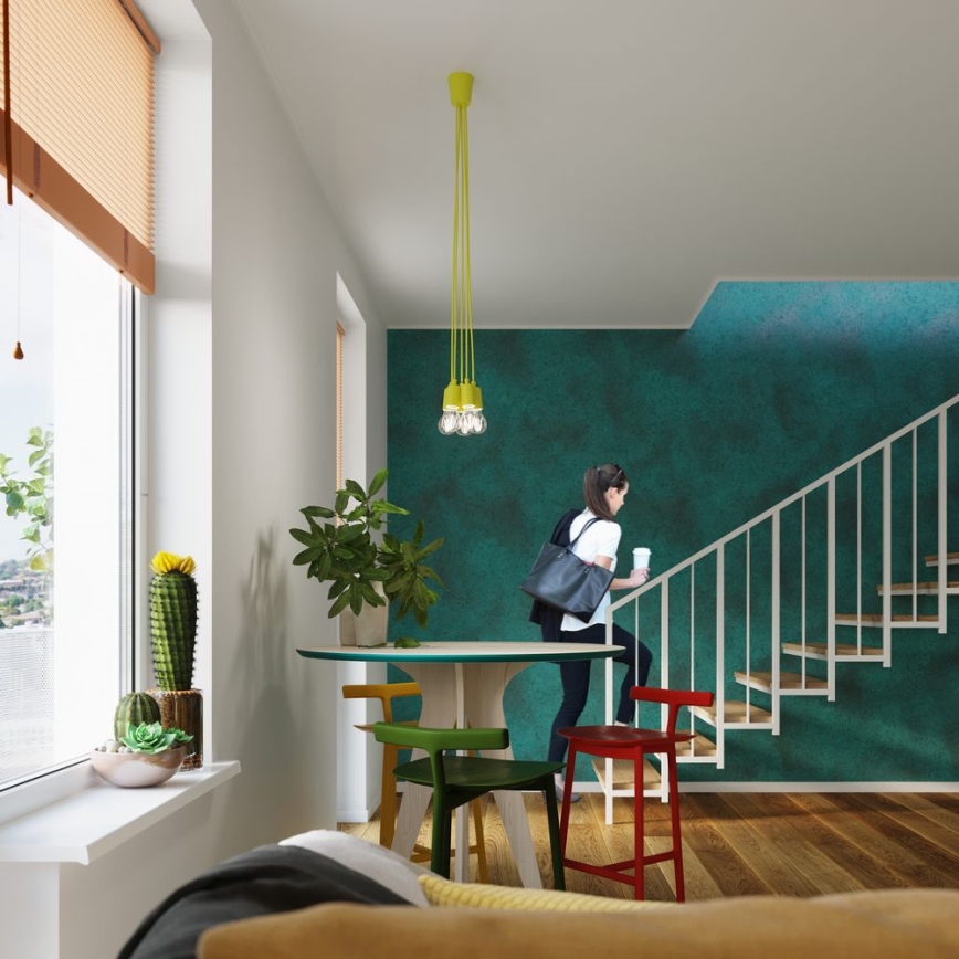 Lampadario su filo DIEGO 5xE27/60W/230V giallo