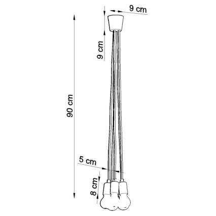 Lampadario su filo DIEGO 5xE27/60W/230V giallo