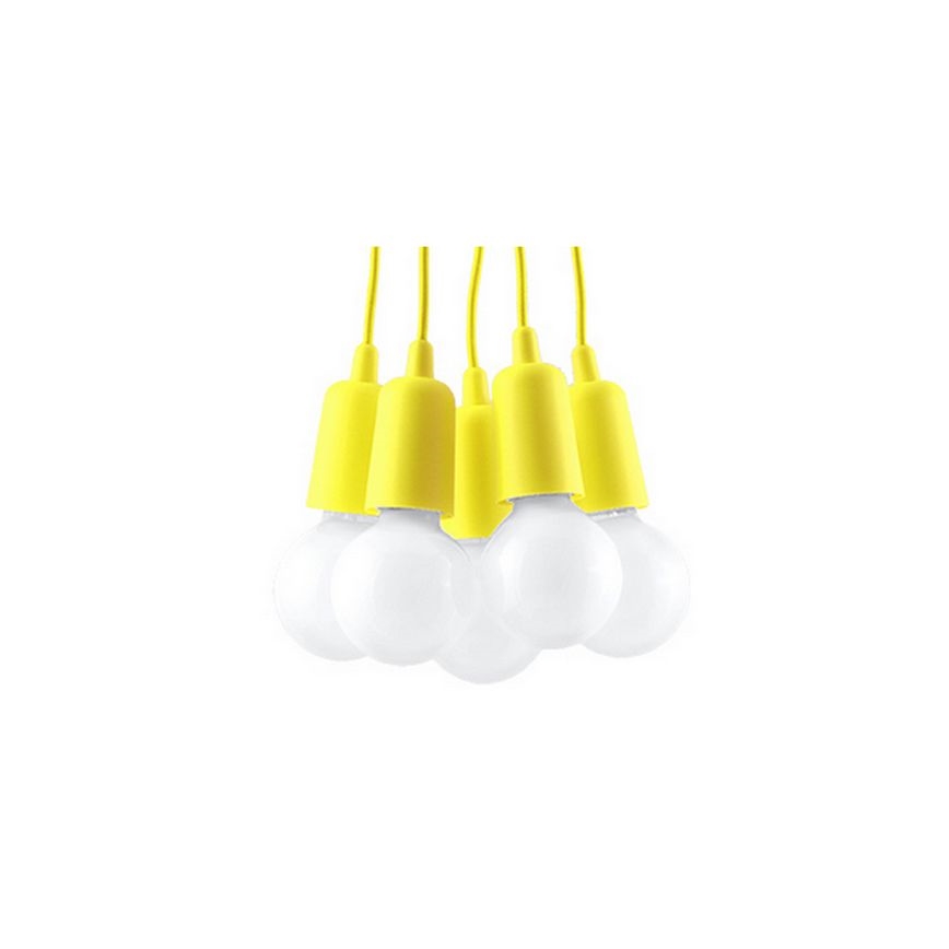 Lampadario su filo DIEGO 5xE27/60W/230V giallo