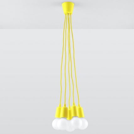 Lampadario su filo DIEGO 5xE27/60W/230V giallo