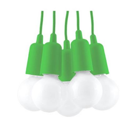 Lampadario su filo DIEGO 5xE27/60W/230V verde