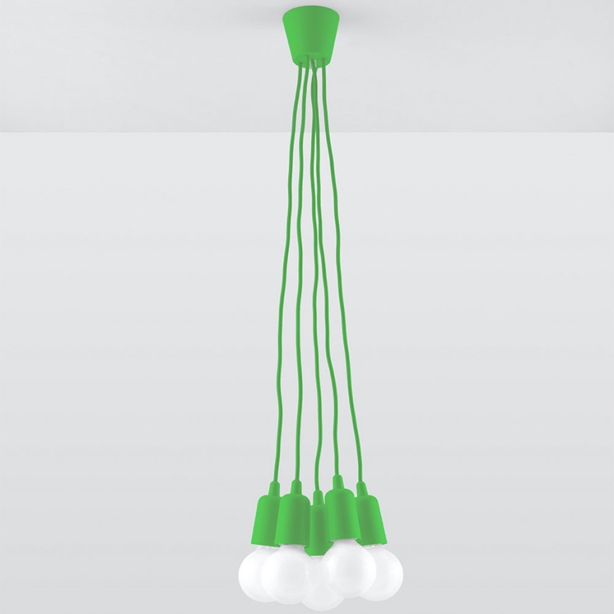 Lampadario su filo DIEGO 5xE27/60W/230V verde