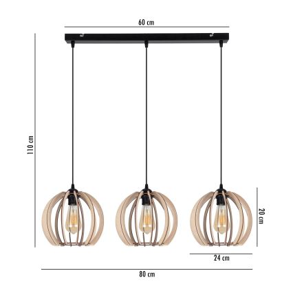 Lampadario su filo DORO 3xE27/60W/230V