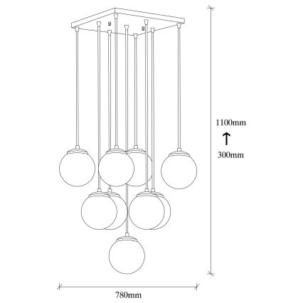 Lampadario su filo EFE 9xE27/40W/230V