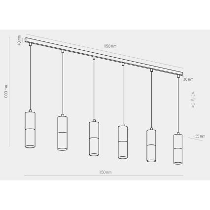 Lampadario su filo ELIT 6xGU10/10W/230V nero