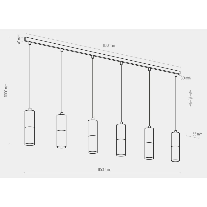 Lampadario su filo ELIT 6xGU10/10W/230V nero