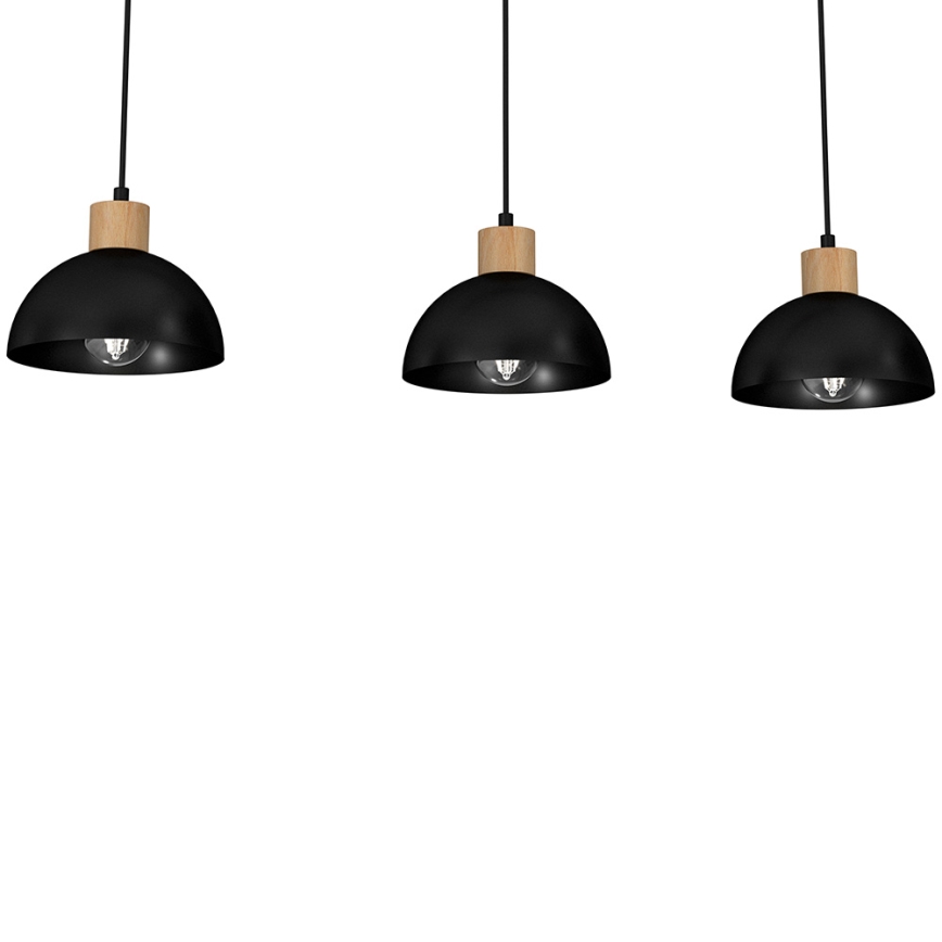 Lampadario su filo ERIK 3xE27/60W/230V beige/nero