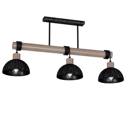 Lampadario su filo  ERIK 3xE27/60W/230V marrone/nero