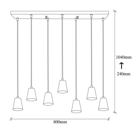 Lampadario su filo FES 7xE27/40W/230V