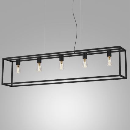 Lampadario su filo FRAME 5xE27/60W/230V nero