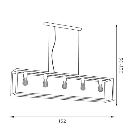 Lampadario su filo FRAME 5xE27/60W/230V nero