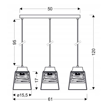 Lampadario su filo FRESNO 3xE27/60W/230V