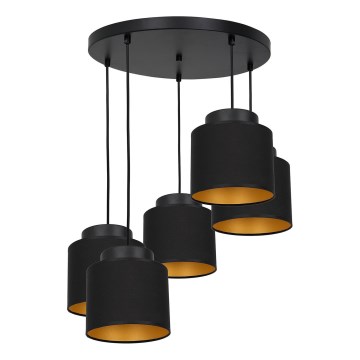 Lampadario su filo FRODI 5xE27/60W/230V nero tondo