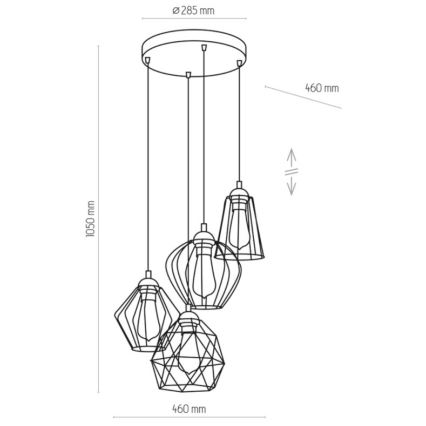 Lampadario su filo GALAXY 4xE27/60W/230V