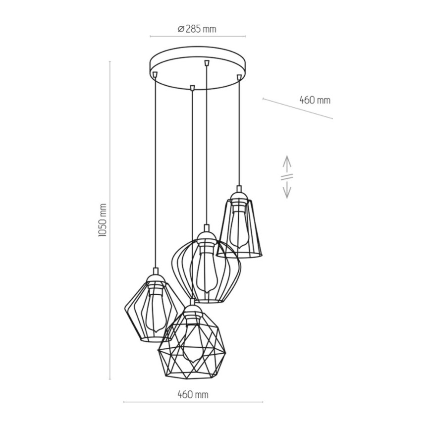 Lampadario su filo GALAXY 4xE27/60W/230V